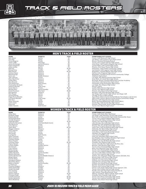 2010 Men's and Women's Cross Country/Track and Field Media Guide