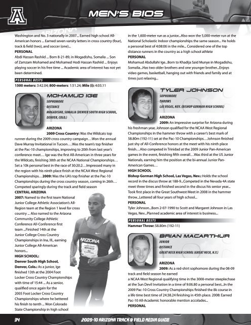 2010 Men's and Women's Cross Country/Track and Field Media Guide