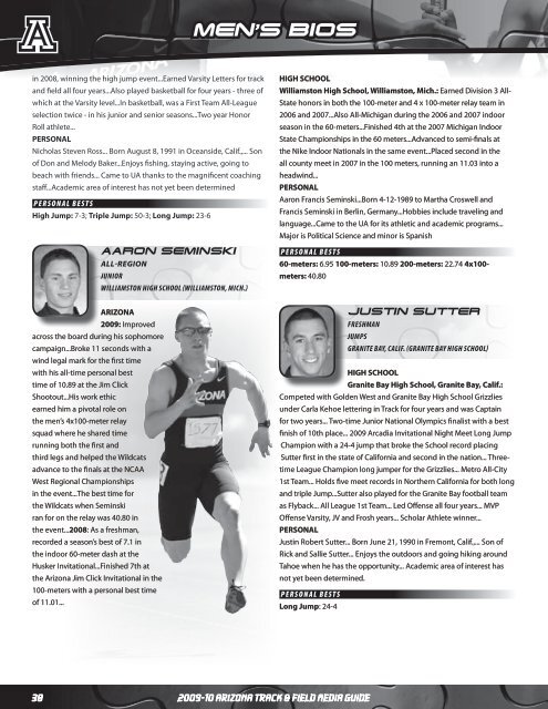 2010 Men's and Women's Cross Country/Track and Field Media Guide