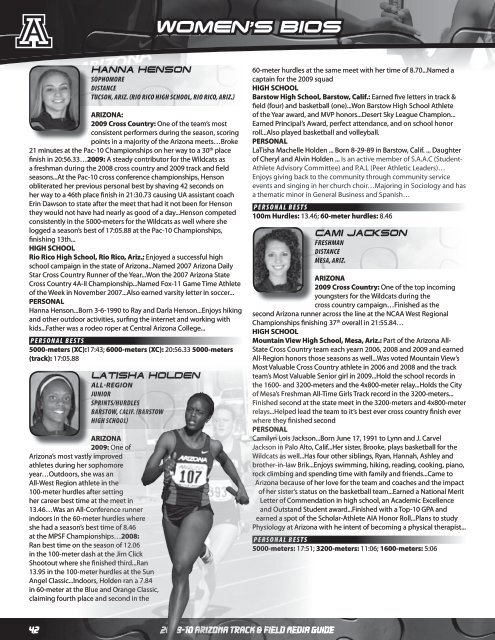 2010 Men's and Women's Cross Country/Track and Field Media Guide