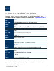 Recent Decisions in Civil False Claims Act Cases - Fried Frank
