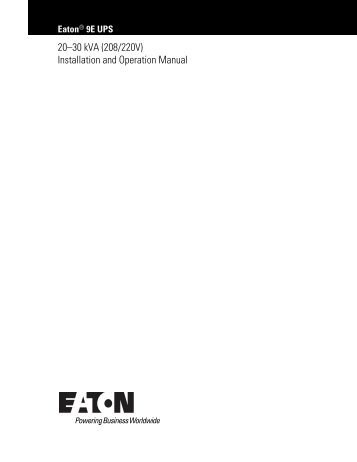 Eaton 9E 20-30 kVA Users Manual - UniPower LLC