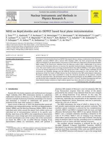 MIXS on BepiColombo and its DEPFET based focal ... - MPG HLL