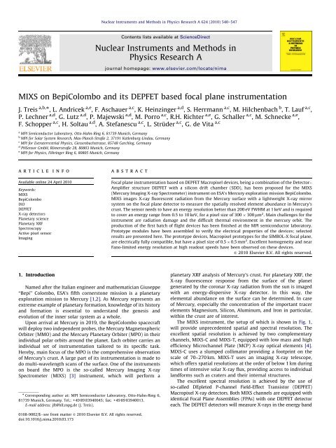 MIXS on BepiColombo and its DEPFET based focal ... - MPG HLL