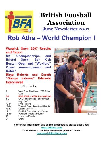 British Foosball Association Rob Atha – World Champion !