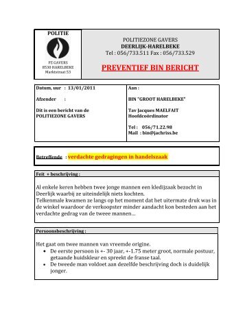 Verdachte gedragingen in handelszaak