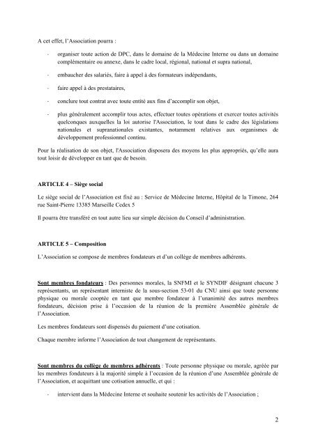Statuts Organisme de DPC - MÃ©decine interne - UMFCS Bordeaux ...