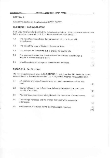 GRADE 11 PHYSICAL SCIENCES _ - Pearson High School