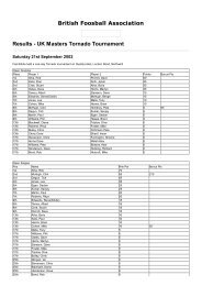 British Foosball Association Results - UK Masters Tornado ...