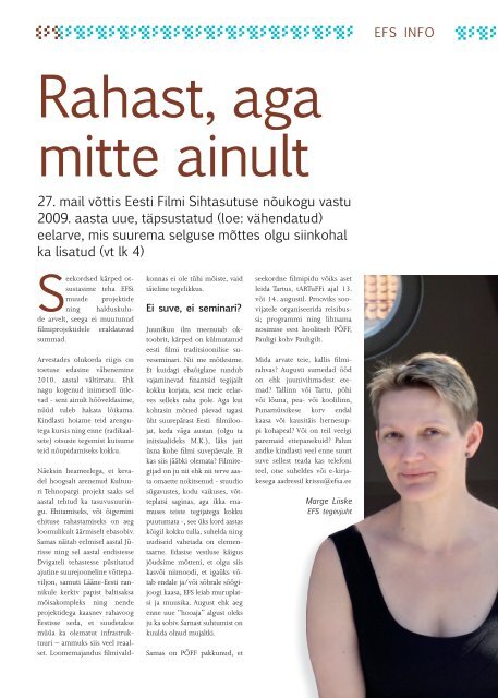 EFS infoleht 2/ 2009 - Eesti Filmi Sihtasutus