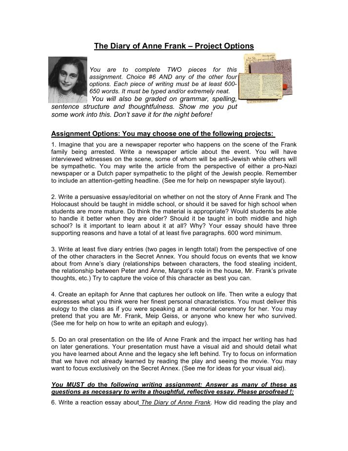 anne frank research paper