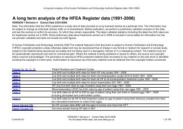 HFEA long term data 1991 - 2006 - Human Fertilisation and ...