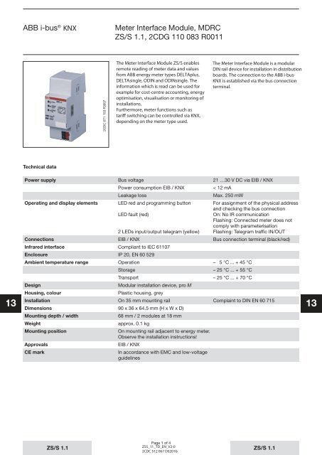 ABB i-bus EIB / KNX Meter Interface Module ... - Asennustuotteet
