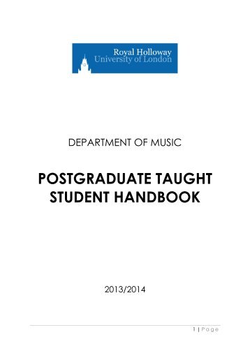 Postgraduate Taught (Masters) handbook - Royal Holloway ...