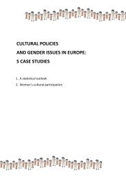 CULTURAL POLICIES AND GENDER ISSUES IN EUROPE