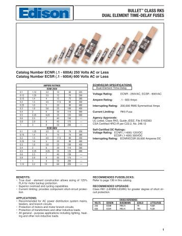 bullet™ class rk5 dual element time-delay fuses - Cooper Bussmann