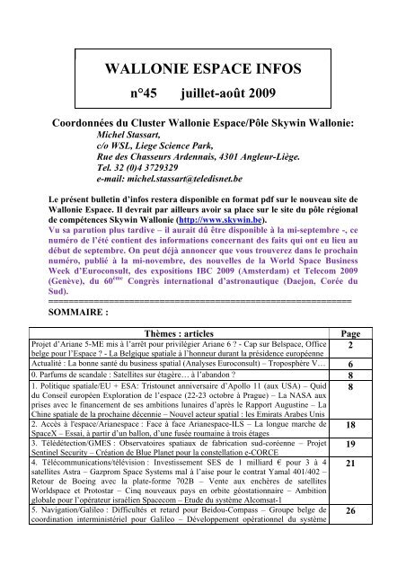 Cluster Info nÃ‚Â°45 - Wallonie Espace