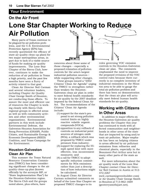 Fall 2002 - Lone Star Chapter, Sierra Club