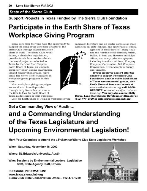 Fall 2002 - Lone Star Chapter, Sierra Club