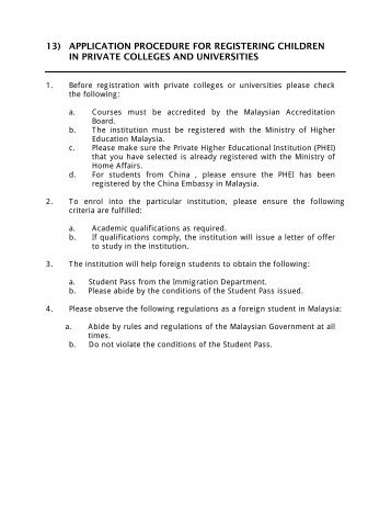 13) application procedure for registering children in private colleges ...