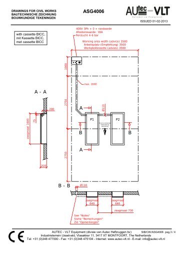 Bouwkundige tekening cassette - Autec-VLT Automotive Equipment