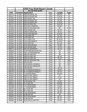 CRS Prop Shaft Buyer's Guide - CRS Automotive Parts