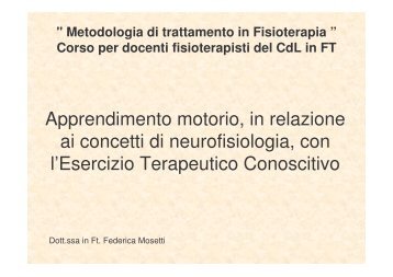 Apprendimento motorio, in relazione ai concetti di neurofisiologia ...