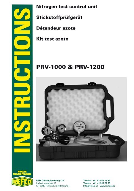 Istruzioni d'uso - Refco Manufacturing Ltd.