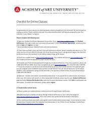 Checklist for Online Classes - Academy of Art University