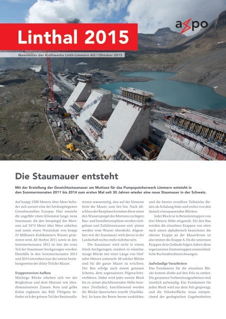 Newsletter Linthal 2015 Aktuell, Oktober 2013 - Axpo