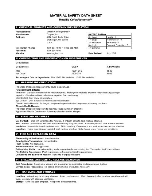 Torginol - ColorPigments - MSDS (2012)