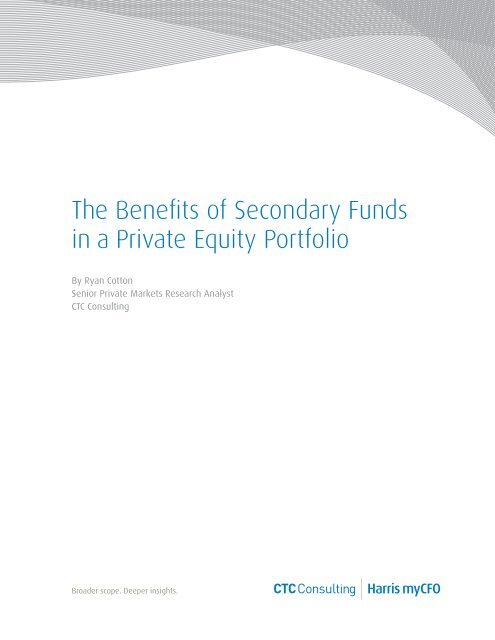 The Benefits of Secondary Funds in a Private Equity Portfolio - myCFO