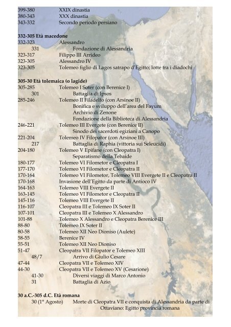 Cronologia dell'Egitto - Corso di Papirologia