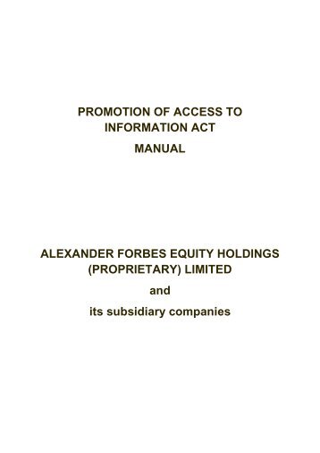 (PROPRIETARY) LIMITED and its subsidiary ... - Alexander Forbes