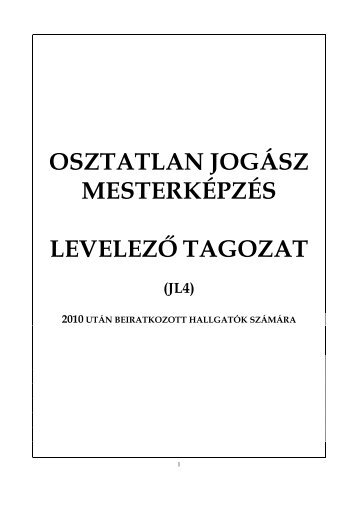 osztatlan jogÃ¡sz mesterkÃ©pzÃ©s levelezÅ tagozat - ELTE Ãllam- Ã©s ...