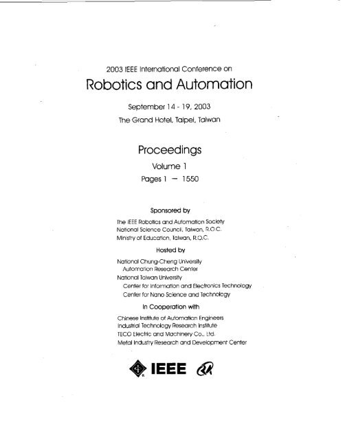 2003 IEEE International Conference On Robotics And  - IEEE Xplore