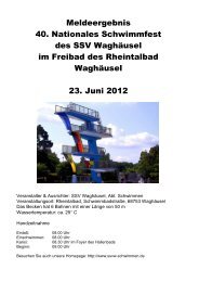 Meldeergebnis 40. Nationales Schwimmfest des SSV Waghäusel im ...