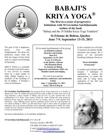Download pdf program - Babaji's Kriya Yoga