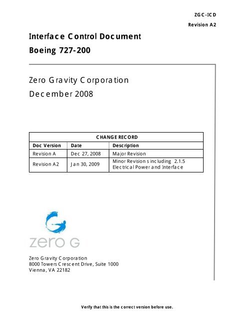 Interface Control Document Boeing 727-200 - JSC Aircraft Ops Main ...