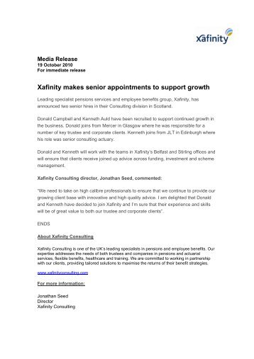 Xafinity makes senior appointments to support growth