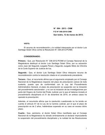 ResoluciÃ³n NÂ°094-2013-CNM - Consejo Nacional de la Magistratura