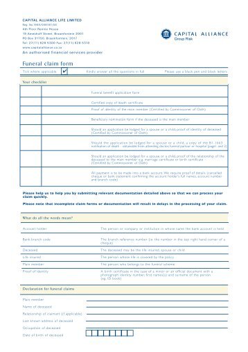 Funeral claim form - nbcei