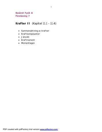 Krafter II (Kapitel 11.1 - 11.4)