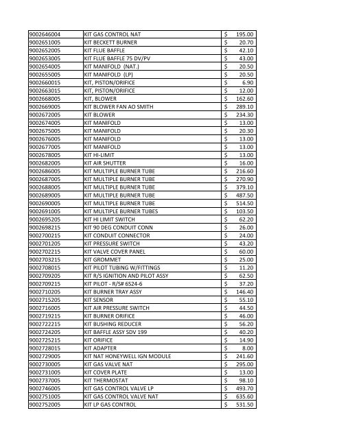 part# item desc list price 64048 gas control 249.00 $ 64071 gas ...