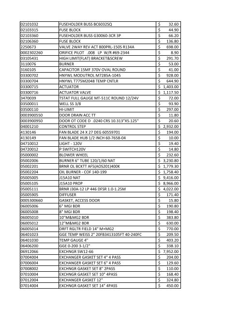 part# item desc list price 64048 gas control 249.00 $ 64071 gas ...