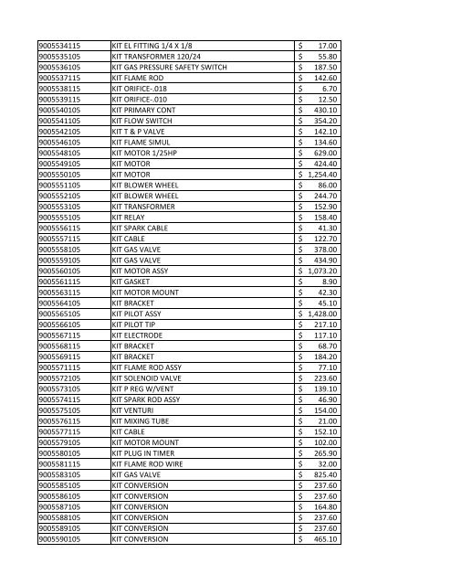 part# item desc list price 64048 gas control 249.00 $ 64071 gas ...