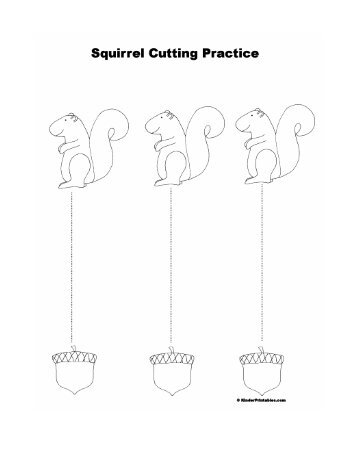 Squirrel Cutting Practice - Kinder Printables