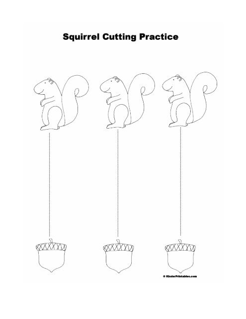 Squirrel Cutting Practice - Kinder Printables