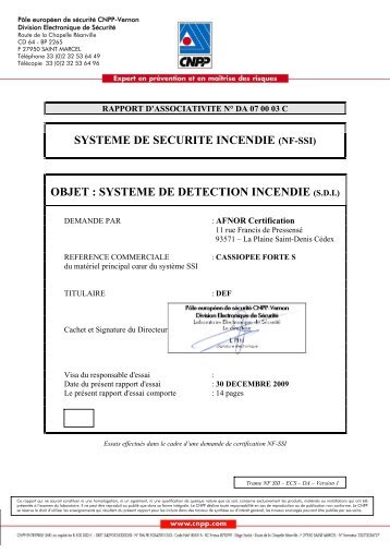 SYSTEME DE SECURITE INCENDIE (NF-SSI) OBJET ... - DEF