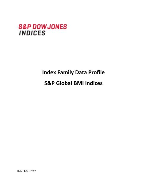 Index Family Data Profile S P Global Bmi Indices